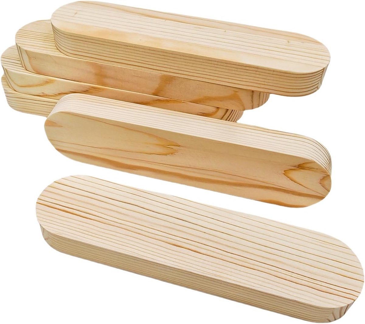 Onafgewerkte houten blokken, ovale houten planken om te knutselen, blanco houtblokken voor gravure, houtverbranding, schilderen (20 x 5 x 2 cm/6 stuks)