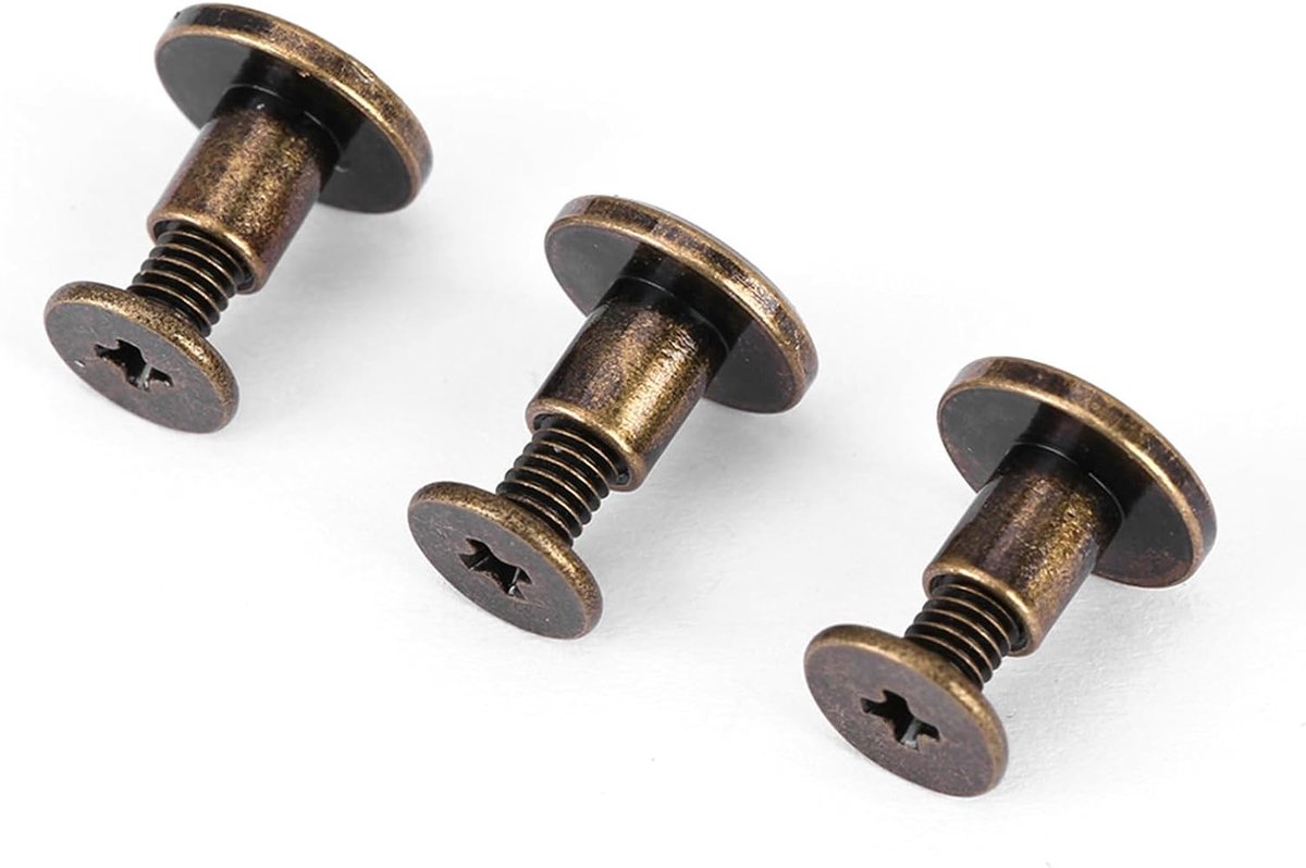 Koperen schroeven van moeren tot cups bevatten 20 stuks reparatieset, accessoires voor leren kap en voor de afdekking van de leren kap (6,5 mm)