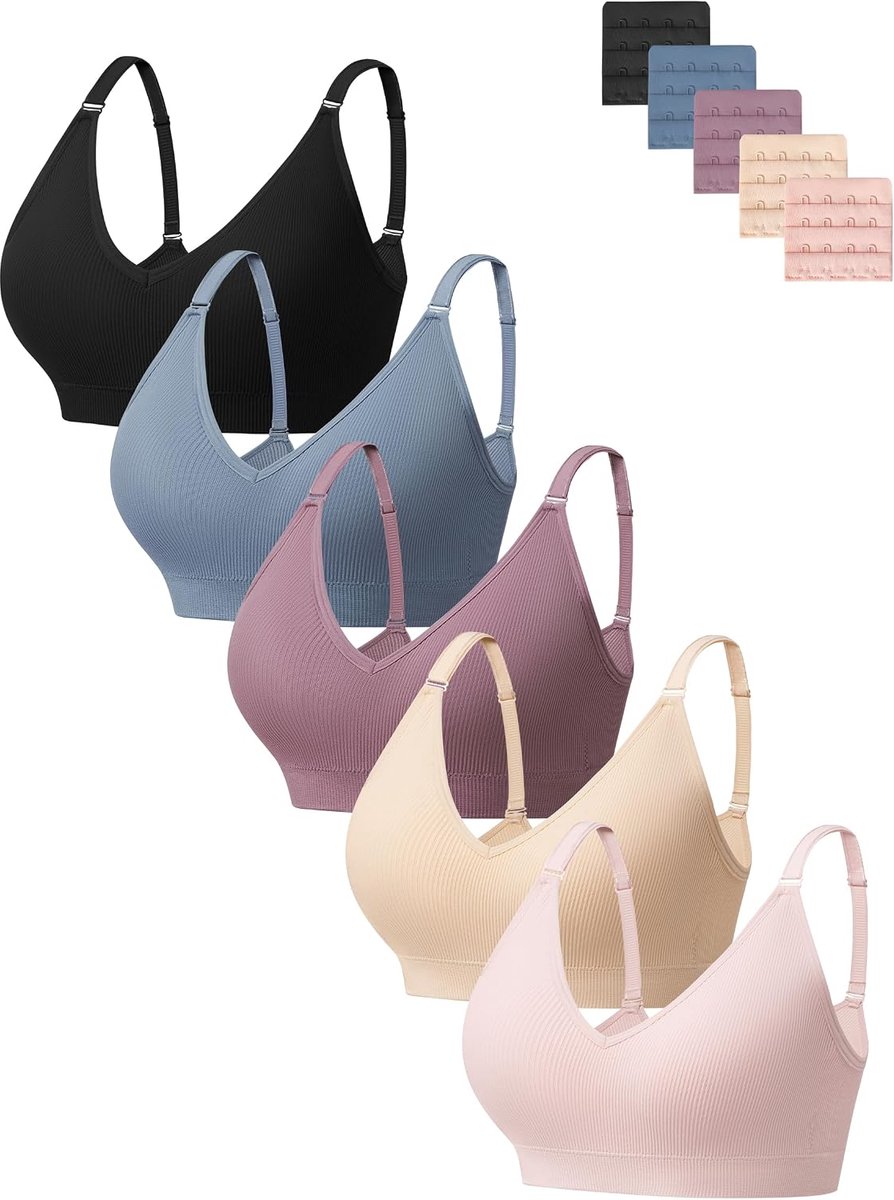 Dames zonder beugel Dames V-hals Naadloos Comfort Gewatteerde Bustier Zachte BHS Comfortabel T-shirt Zachte BH Zacht Beha