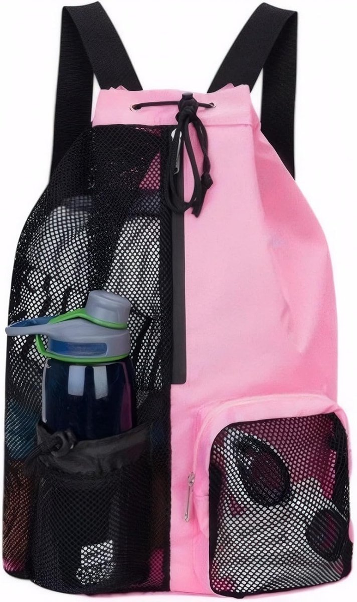 Zwemtas van netstof, 47 x 15 x 28 cm, met natte en droge vakken, verstelbare riem, sportrugzak voor sportschool, strand