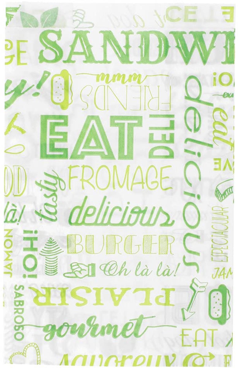 Tassen "Parole" 34 Gsm 12+7X18 Cm Groen Vetvrij Parch. - 6000 Eenheden