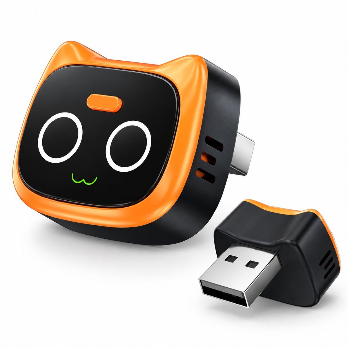 VHV - Auto connectiviteitsbox - Oranje - 1 stuks - Draadloze CarPlay-adapter compatibel met Apple iPhone en Android Auto voor in de auto - Wissel met één knop van telefoon - Snel automatische opnieuw verbinden