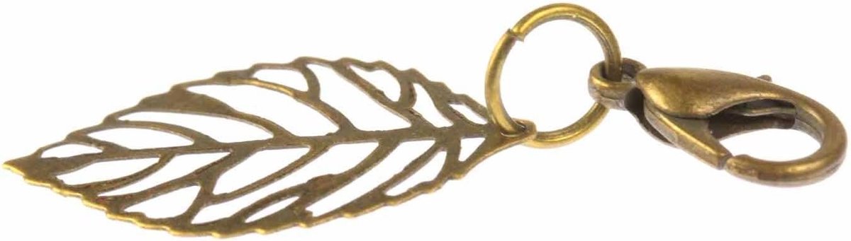 Blad Bladeren Charm filigraan plant brons - handgemaakte modesieraden I kettinghanger bronskleurig - bedelhanger bedelarmband - hanger voor armband, 24mm, Metaal, Geen edelsteen