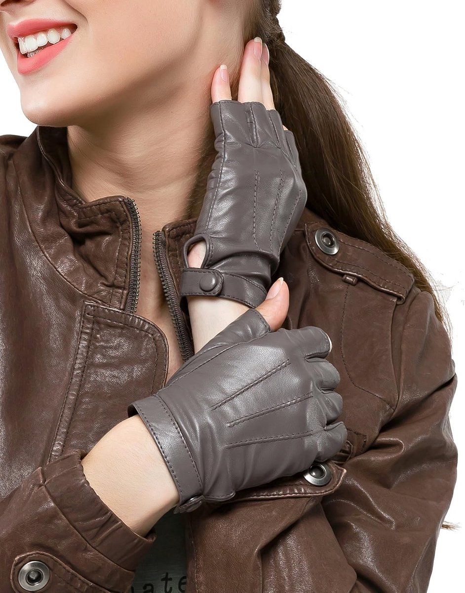 Handschoenen Nappa Lederen Half Vinger Vingerloze Handschoenen Fitness Gevoerde Handschoenen Voor Rijden Fietsen Motorrijden