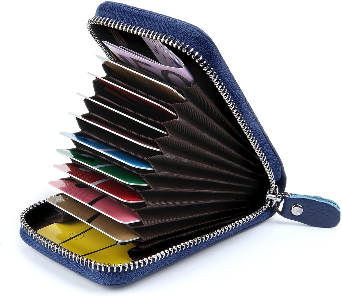 Creditcardhouder, leer, ritssluiting