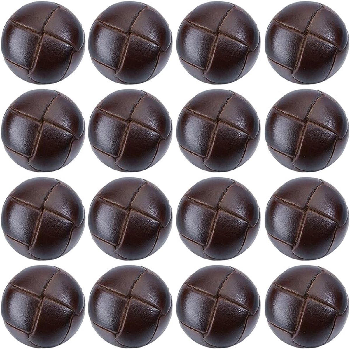 1 Doos 16Pcs Donkerbruin Voetbal Patroon Stijl Lederen Cover Knoppen Halve Ronde Lederen Vervanging Legering Vinden Schacht Knop Bulk Voor Naaien Maken Kleding Sport Jassen Decor