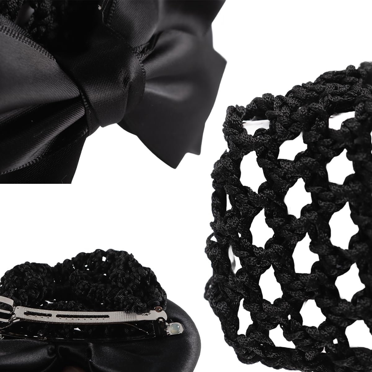 Haarnet met strikknot stylinghulpmiddel voor balletdansers en verpleegkundigen. Zwart stoffen lint als haaraccessoire.