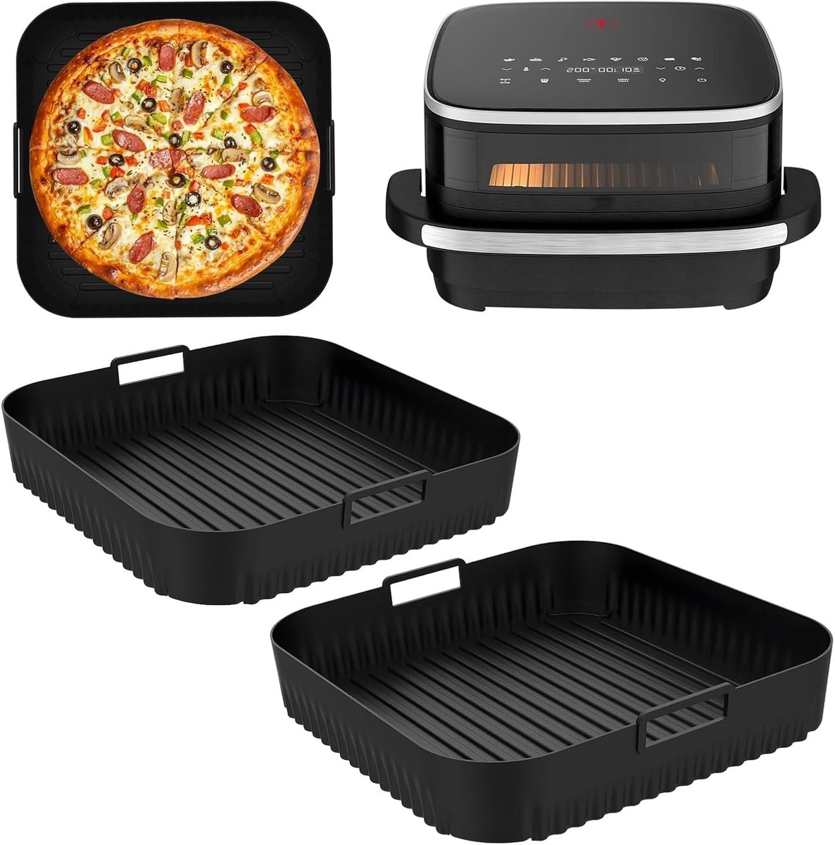 2 stuks siliconen vorm, accessoire voor heteluchtfriteuse, accessoires voor Tefal Easy Fry XL Surface, 27 cm siliconen vorm, airfryer voor Tefal heteluchtfriteuse, siliconen inzetstuk, bakvorm