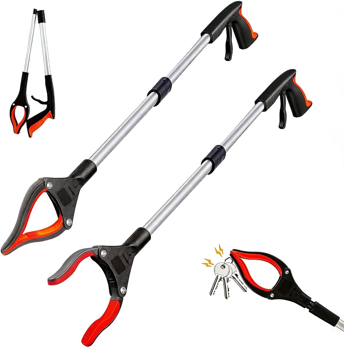 83 cm grijper om op te tillen, 2 stuks grijptang voor senioren (oranje)