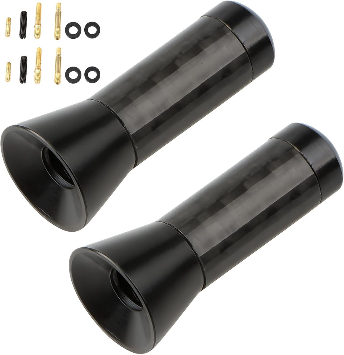 2 stuks 3,5 cm kort zwart aluminium mast-antenne, auto-antenne voor alle auto's voertuig auto vrachtwagen decoratie universele antenne voor voertuig met externe antenne (zwart)