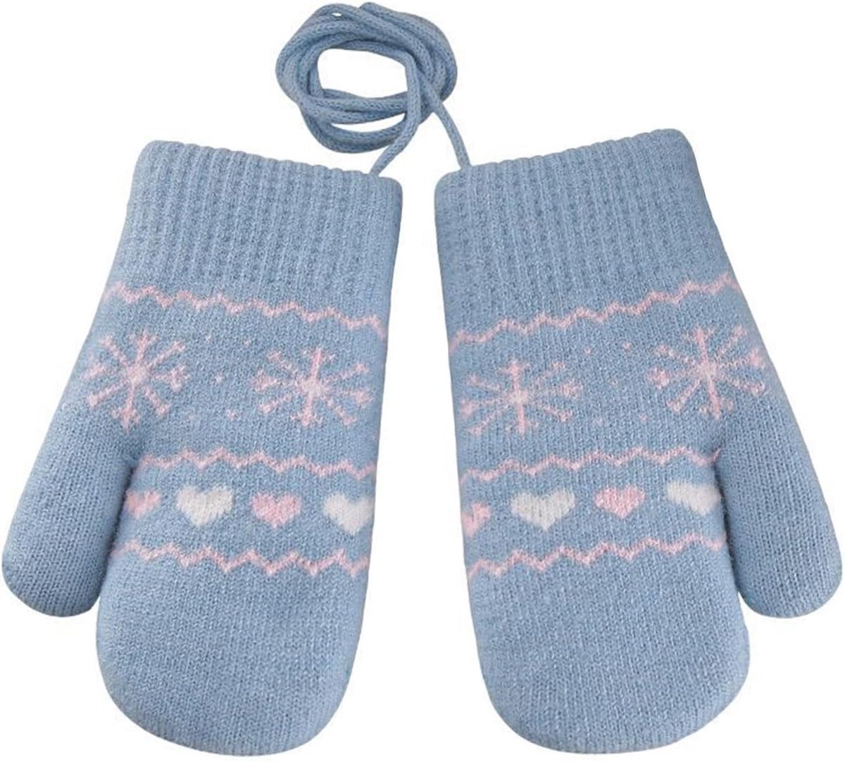 Wanten voor baby's, peuters, gebreide handschoenen voor 1, 2, 3 jaar, jongens, meisjes, winter, warme gebreide handschoenen met koord fleece binnenvoering