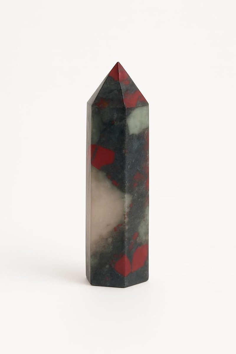 Toren van Afrikaans bloed, kristallen staaf, natuurlijke Afrikaanse bloedsteen, zeshoekige kristalzuil, bergkristalstaven, toren (Afrikaanse bloedsteen, 7-8 cm)