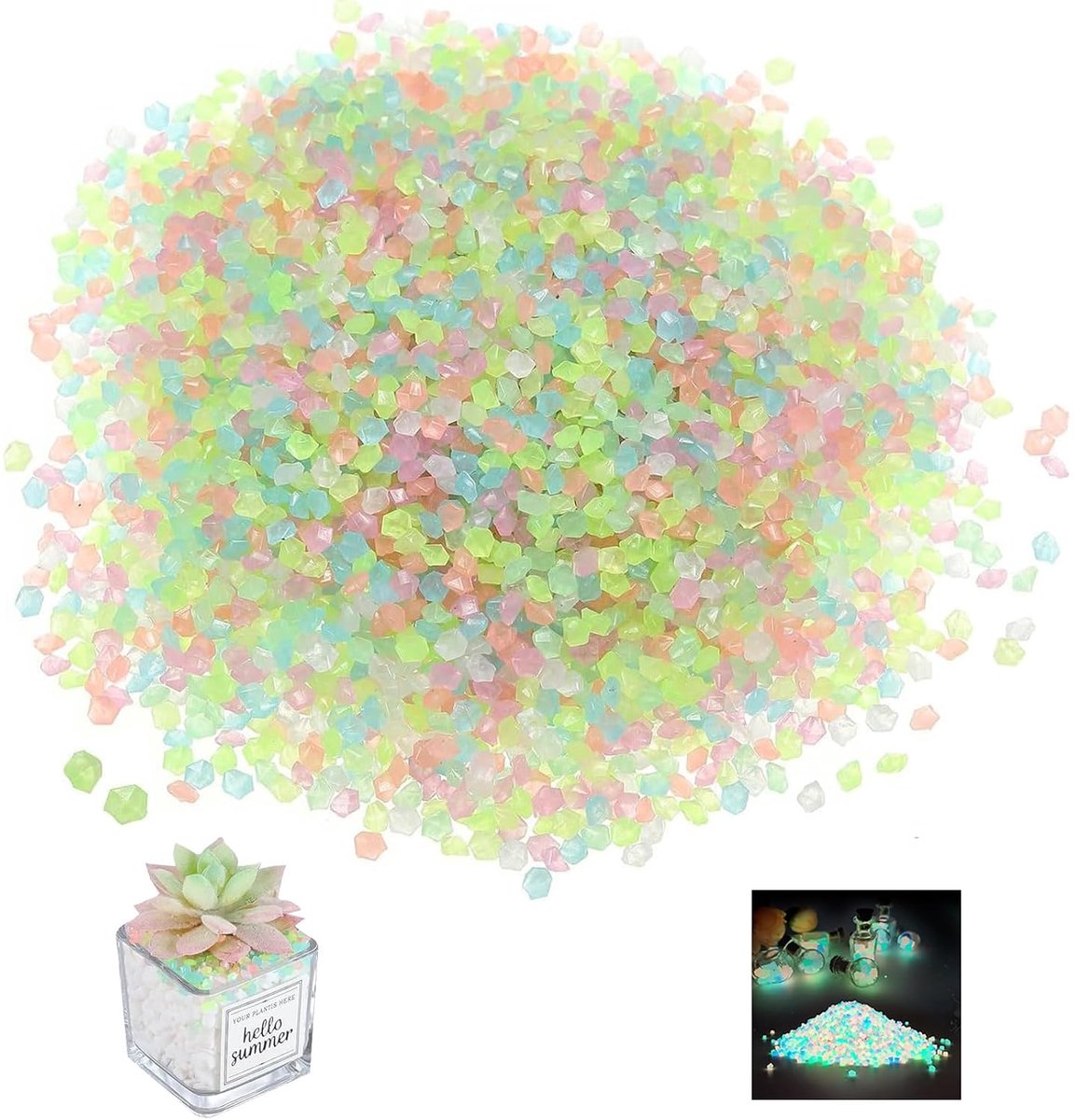 Lichtstenen 10.000 stuks fluorescerende stenen 3-5mm (kleur)