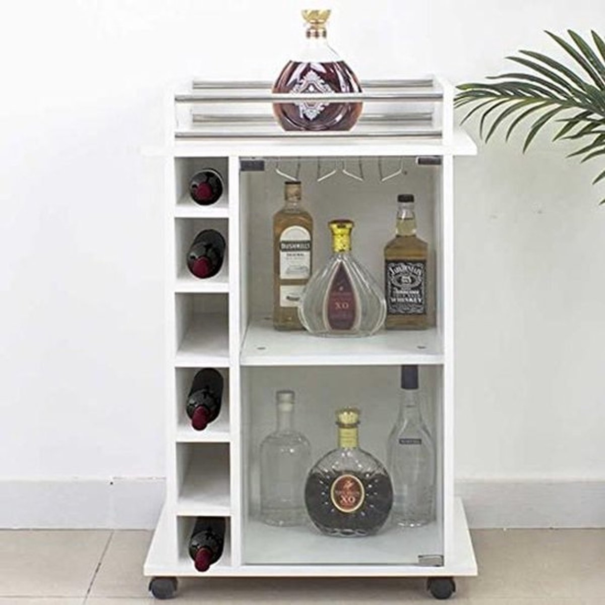 Hoekmeubel voor Wijn en Dranken met Glasplank - 6 Zitplaatsen en Vitrinekast