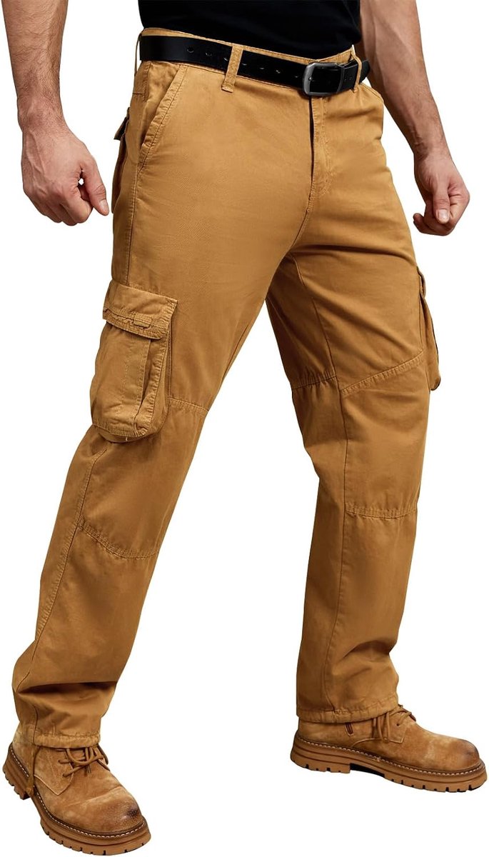 Cargobroek voor heren, stretch, katoen, cargobroek, chinobroek, vrije tijd, baggy, werkbroek, joggingbroek