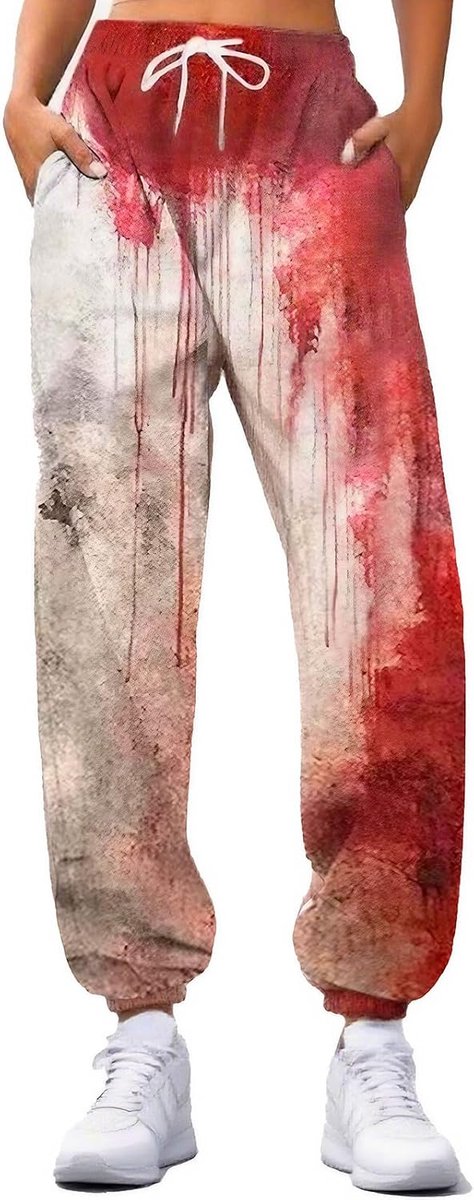 Blood Costume Women Pants, griezelig kostuum, lelijke bloedige broek, lange broek, hoog -loon, hoge taille vrijetijdsbroek, voor griezelig onderwerp, cosplay kleding
