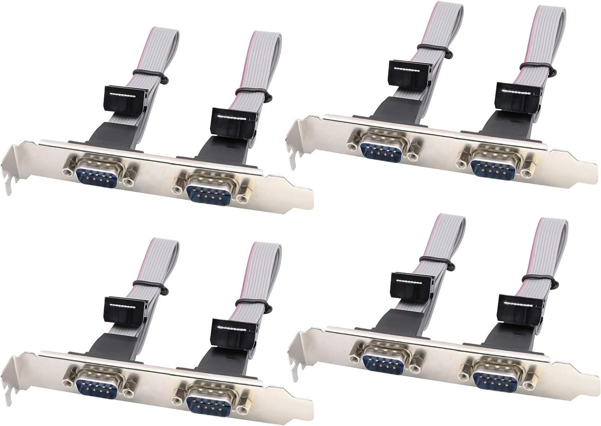 10-pins DB9 Seriële Poorthouder, DB9 Mannelijke poort naar 10-pins Female Connector Kabel Serieel Frame Computer Moederbord (12 inch/4 stuks) (2 Poorten)