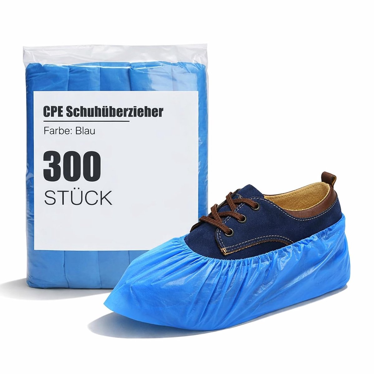 Schoenovertrek, 300 stuks, CPE schoenovertrek, antislip en scheurvast, overschoenen met elastiek, voor huishouden, renovatie, bezoekers en binnenruimtes