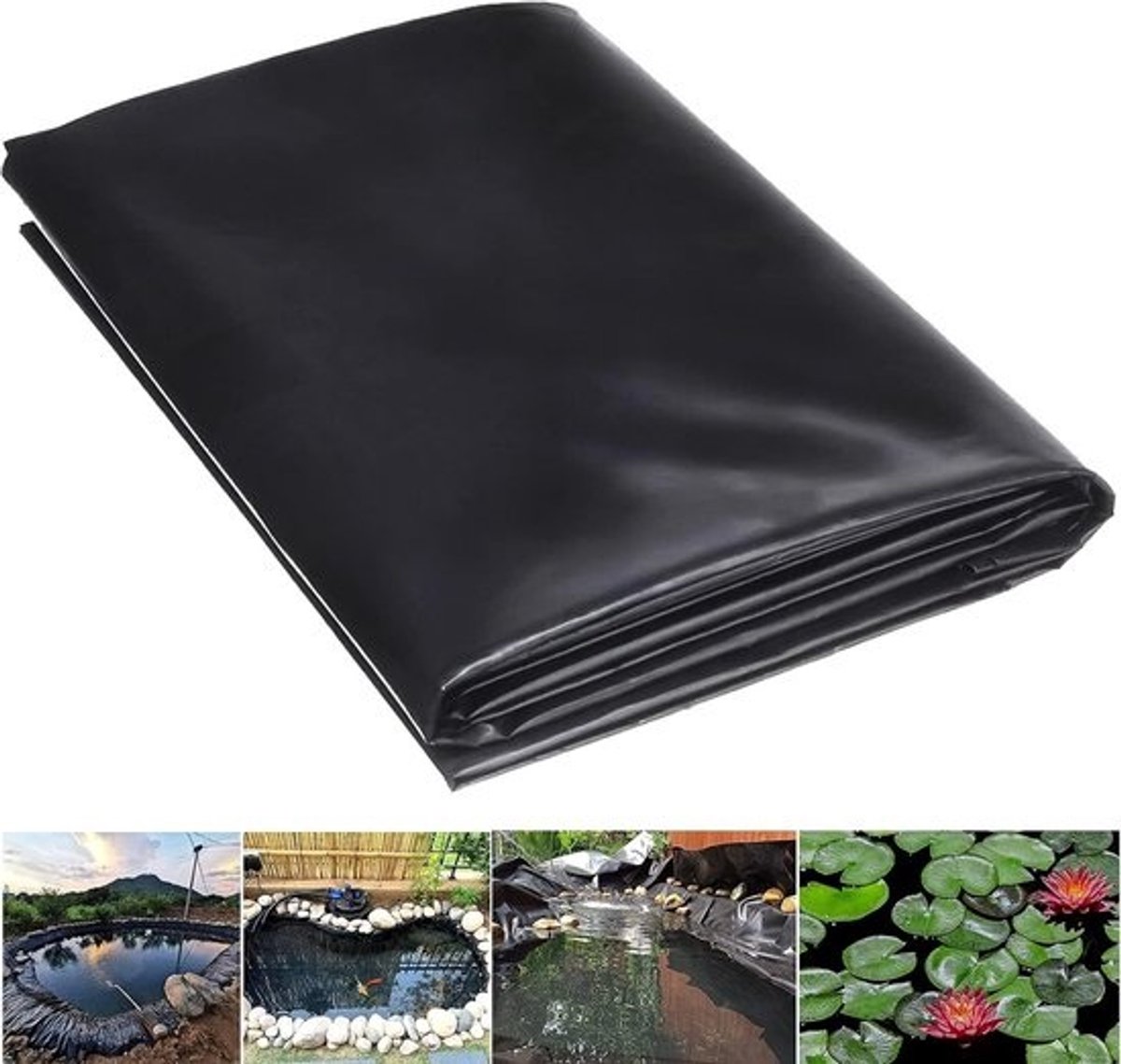 Flexibele vijverfolie - Waterdicht membraan - Voor het creëren van waterpartijen - UV- en punctiebestendig - 2 x 2 meter - Zwart