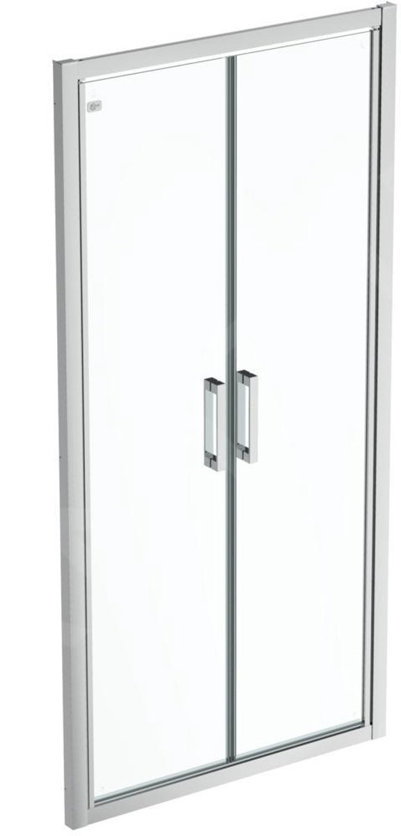 Klapdeur 900 mm, silver bright/helder glas