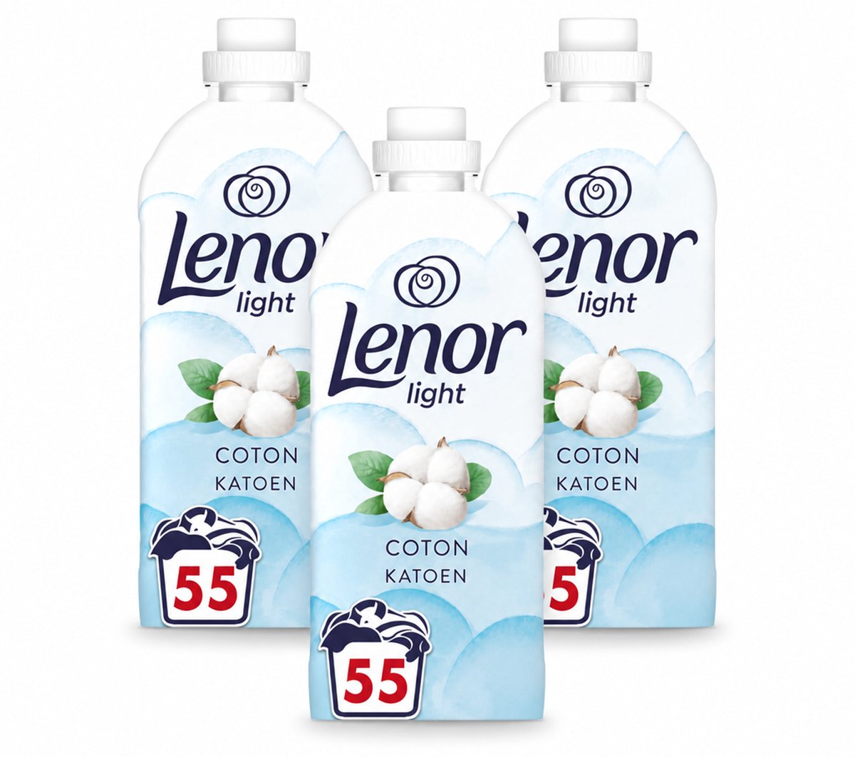 3 x Lenor Light - Wasverzachter - Katoen - Fris & Zacht - 55 Wasbeurten - Voordeelverpakking - 3 stuks