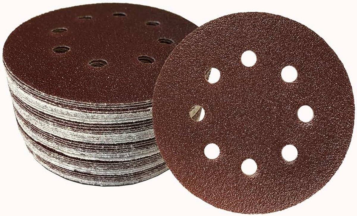 50 stuks klittenbandslijpschijven voor excentrische schuurmachines Ø 125 mm, korrel 80, 8 gaten