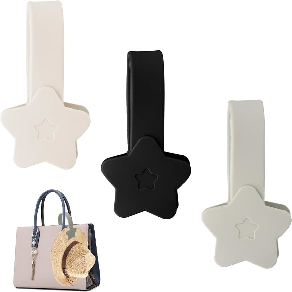 3 stuks magnetische hoedclips, stervormige clip voor reishoeden, houderclips voor tas, clip-on houder met brede rand voor handtas, bagage, rugzak, tas, koffer