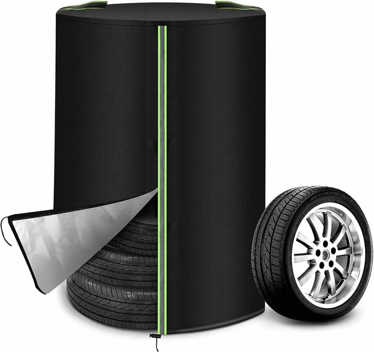 420D Oxford banden, waterdicht en stofdicht, universele reservewielhoes met ritssluiting en trekkoord voor 4 banden, Ø 73 x H 110 cm