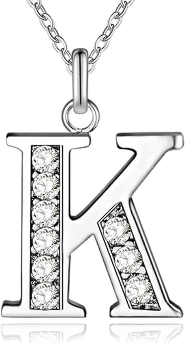 Letter K Dames Ketting met Zirkonia