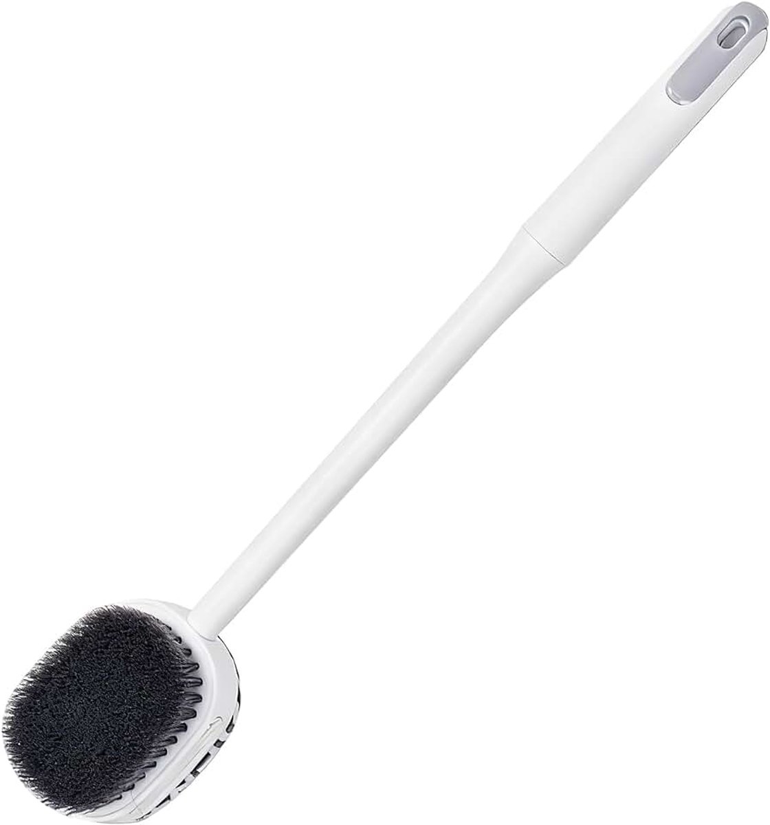 Badborstel, lange rugborstel met lange steel, 35 cm, dubbelzijdige doucheborstel, lichaamsborstel, afneembare peelingborstel voor het verwijderen van dode huid, cellulitis, verbetert lymfefuncties