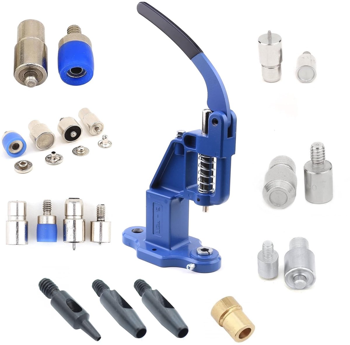 Lederen Hand Press Machine Kit met perforaties, essentiële dobbelstenen voor Snap doorvoertules, knoppen, oogjes en klinknagels Setter instellen Tool