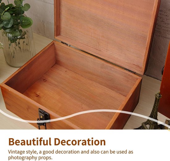 Dozen Decoratieve Dozen met Deksels Vergrendeling Sleutels Houten Opbergdoos Vintage Stijl Display Decoratie [#01] — afbeelding 2