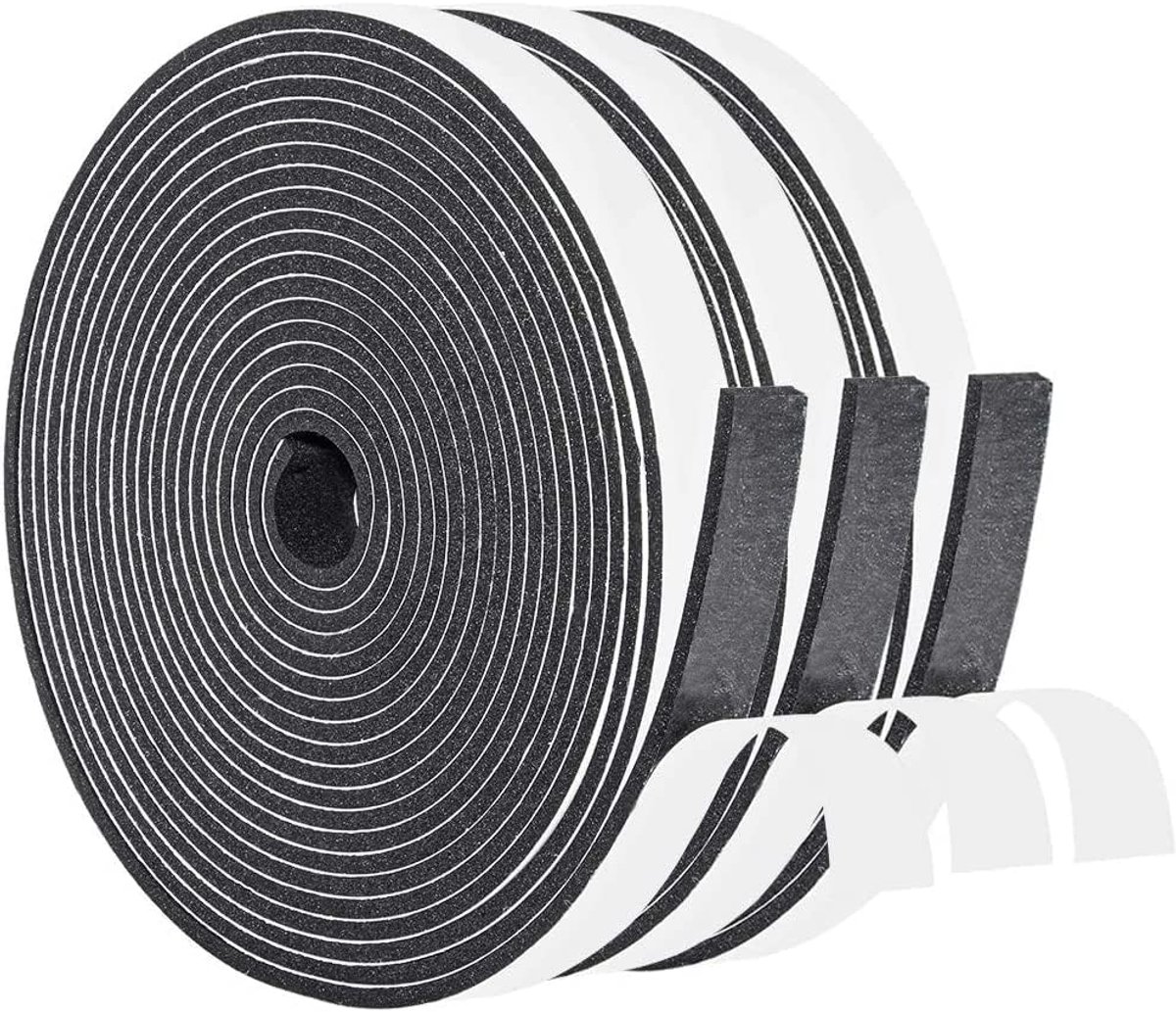 Schuimrubberen afdichtingstape 12 x 3 mm 3 rollen 15 m zwart