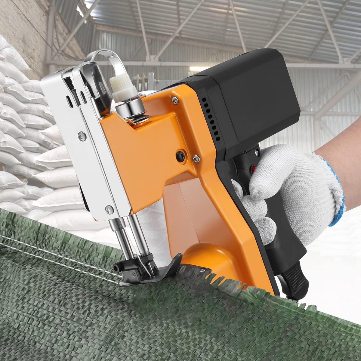 Handnaaimachine voor zak/stof/rijst/papier/kunststof, 220 V (geel)