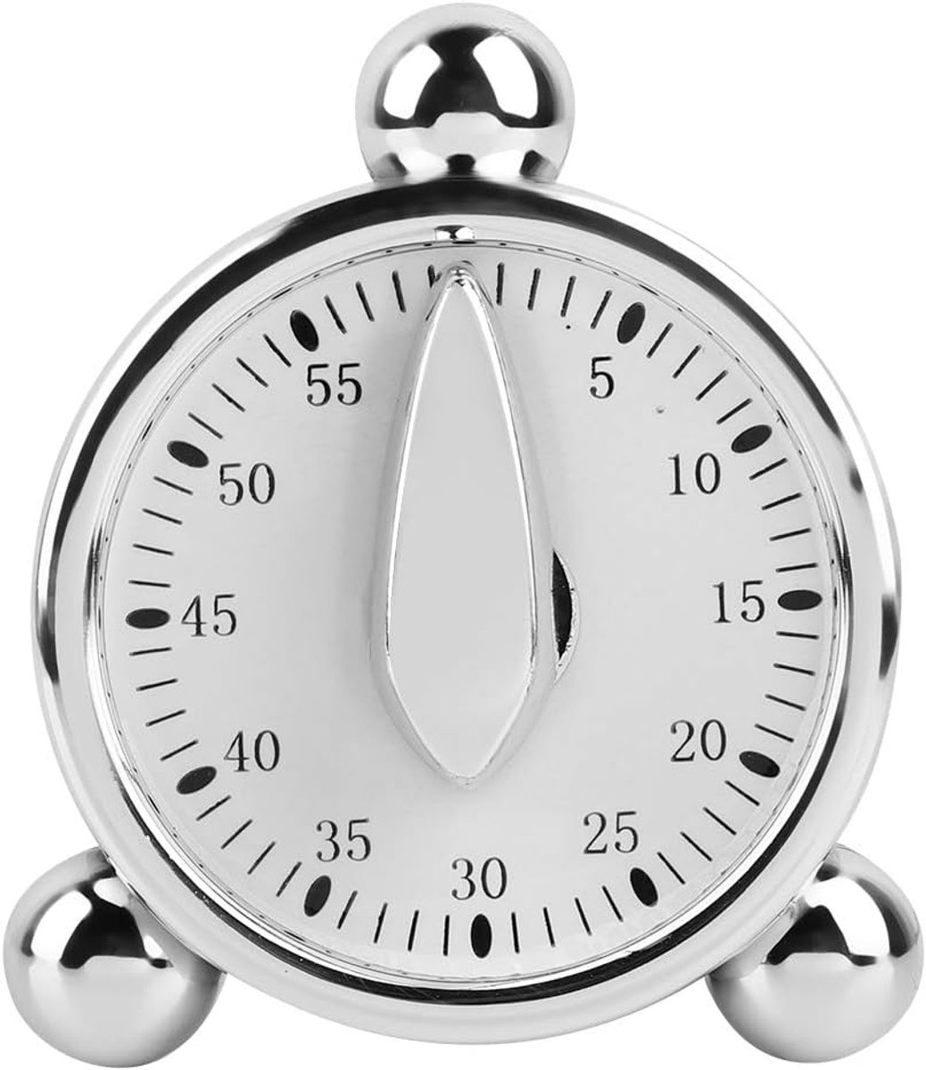 60 Minuten Kookwekker, Mechanische Timer voor Koken, Bakken, Visuele Countdown-herinneringen, Wekker, Roestvrijstalen Timer voor Schoolleerprojecten en Keuken