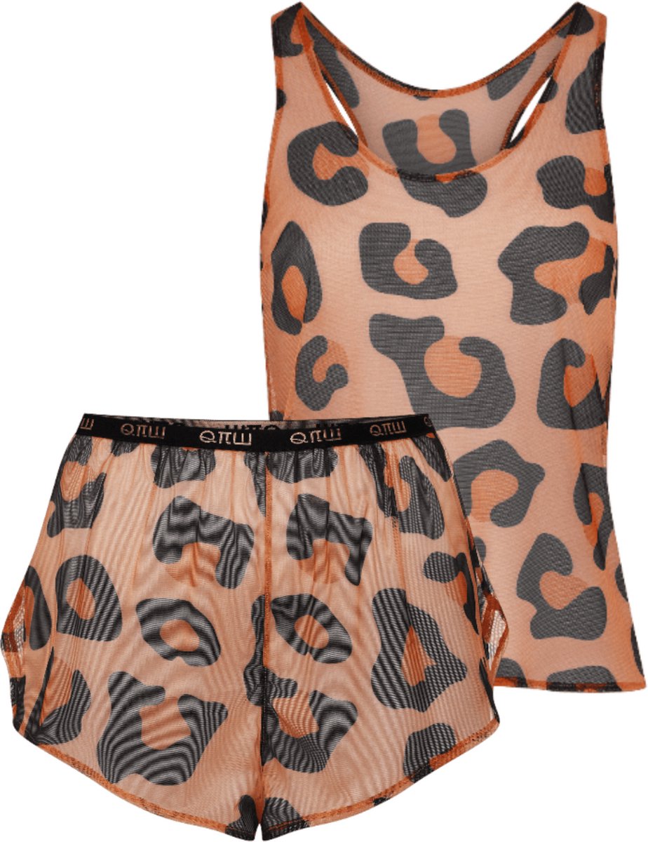 ESOTIQ Wild Robert Kupisz - Damespyjamaset - Dierenmotief - Top met spaghettibandjes - Losse short veelkleurig