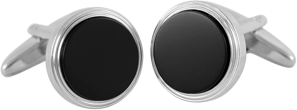 LINDENMANN heren manchetknopen Onyx - zilverkleurig