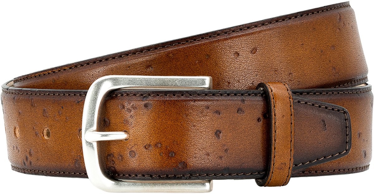 LINDENMANN leren heren riem - cognac