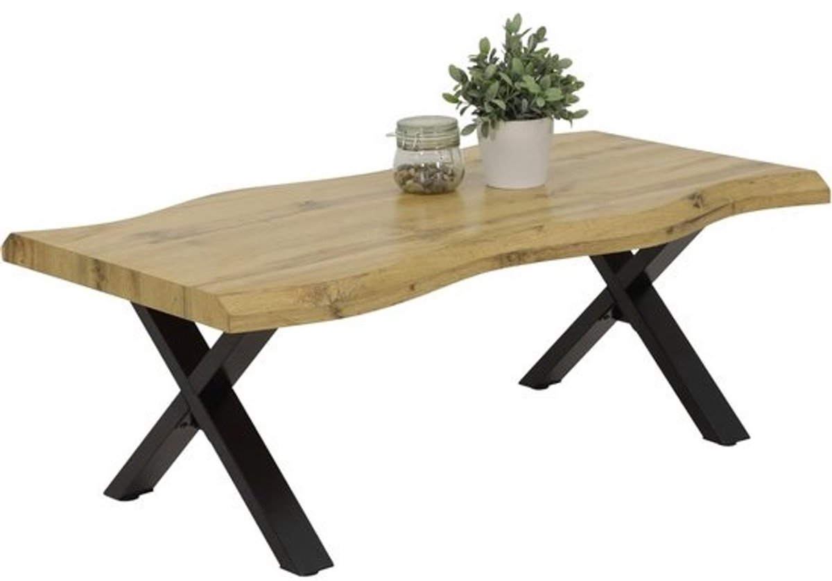 Boomtafeltafel 110 x 60 cm - X-frame, wild eiken natuur