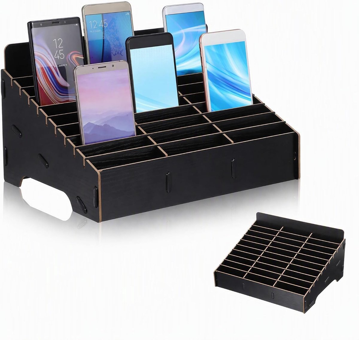 Houten tafel organisatoren 30-Grid mobiele telefoon houder klassen kamer mobiele telefoon opslag Sbox mobiele telefoon desktop organizer voor klassen kamers kantoor vergaderruimte