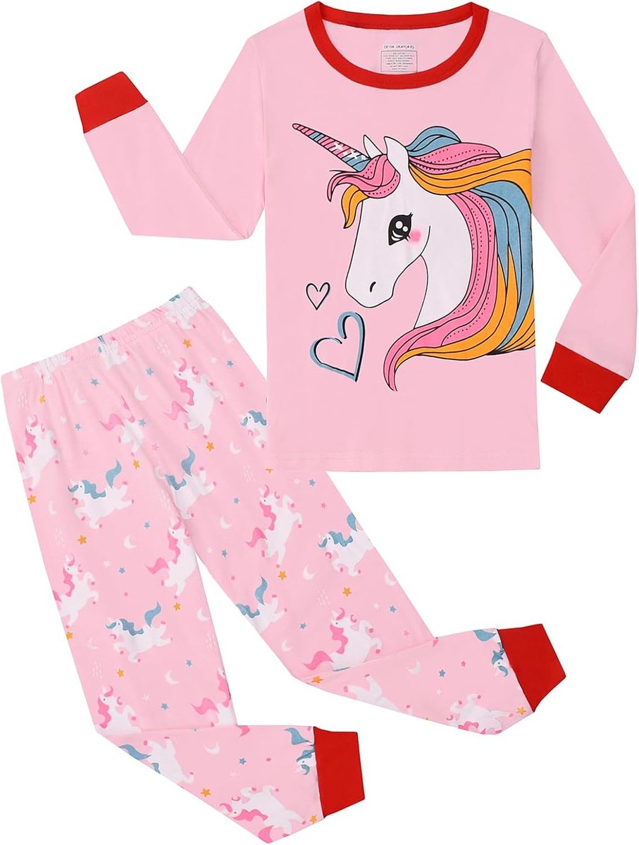 Pyjama Meisjes Eenhoorn Kinderpyjama Katoen Lange Mouw Pyjama Set 3-13 Jaar