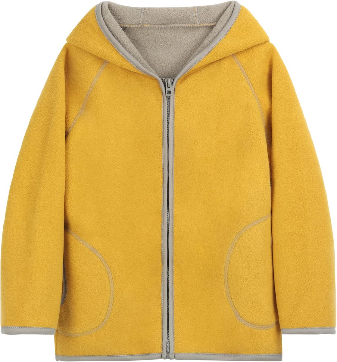 Kinderjack met capuchon, polarfleece, dubbellaags, voor jongens en meisjes, fleecejack, ritssluiting, winter, herfst, warm en