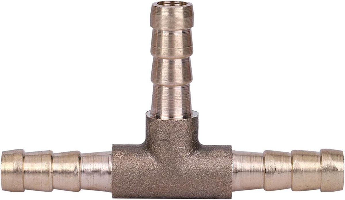 3-Weg Messing Brandstofslang Verbindingsstuk voor Gecomprimeerde Lucht, Olie en Gas - Geschikt voor 6mm, 8mm, 10mm en 12mm Slangen
