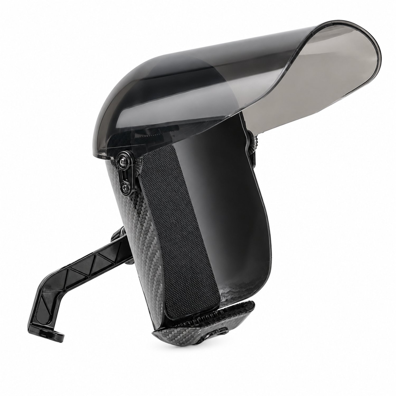 Mobiele telefoonhouder voor motor, spiegelmontage met schroefbevestiging en verlengd getint vizier