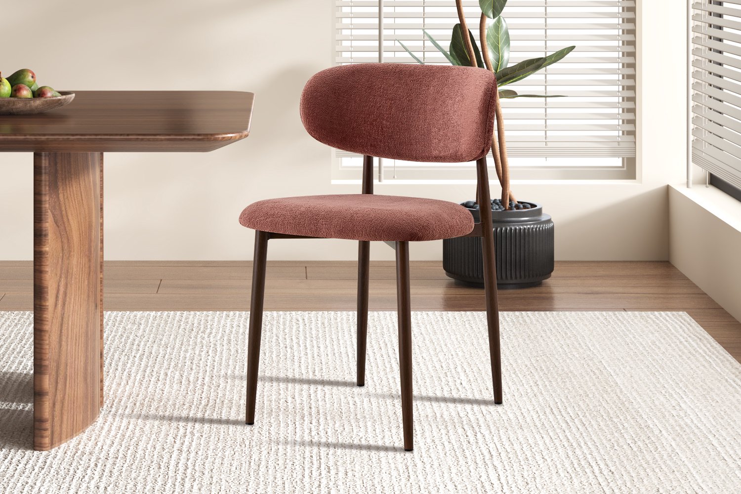 Eetkamerstoel Nono Roze – Walnoot gekleurd frame – Luxe Gestoffeerd