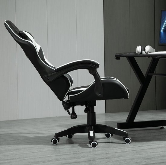Bureaustoel ergonomisch - wit - verstelbare armleuningen - perfect voor gaming - m-winkel — afbeelding 3