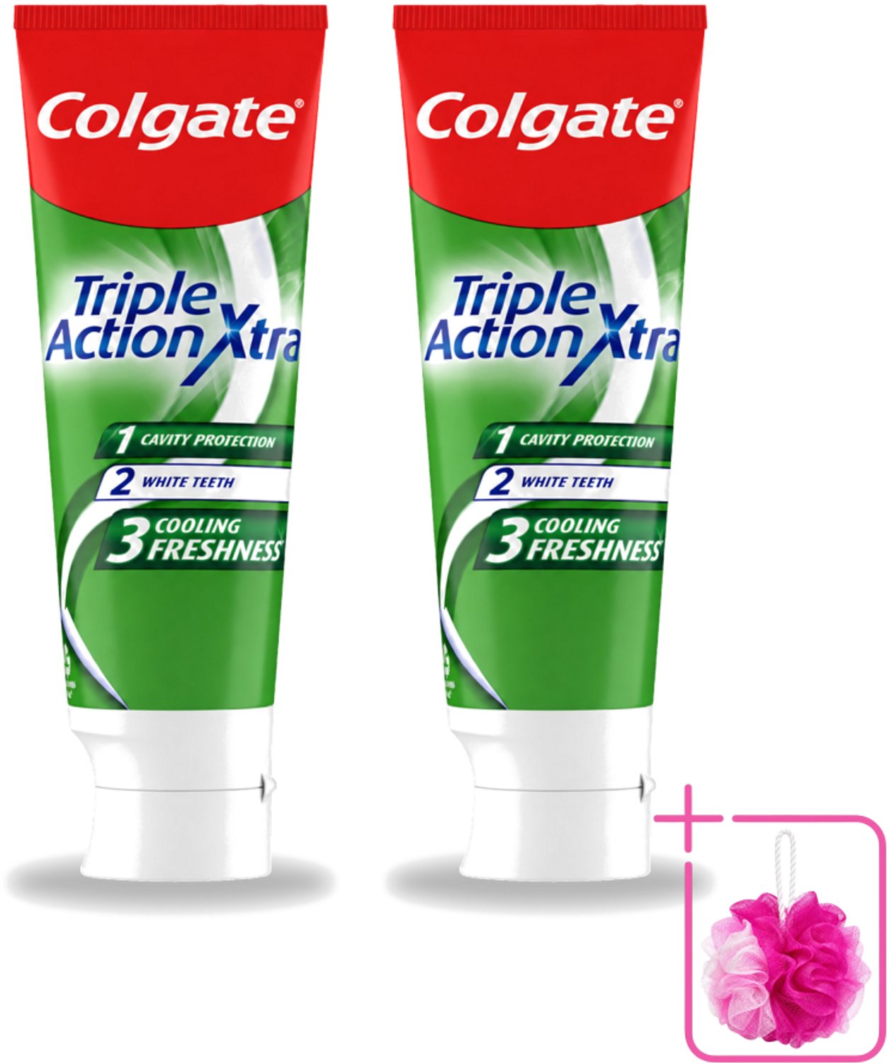 2 x Colgate - Triple Action - Xtra Fresh - Tandpasta - 75ml - Bulkverpakking - Tandpasta - Douchemop - Gaatjes