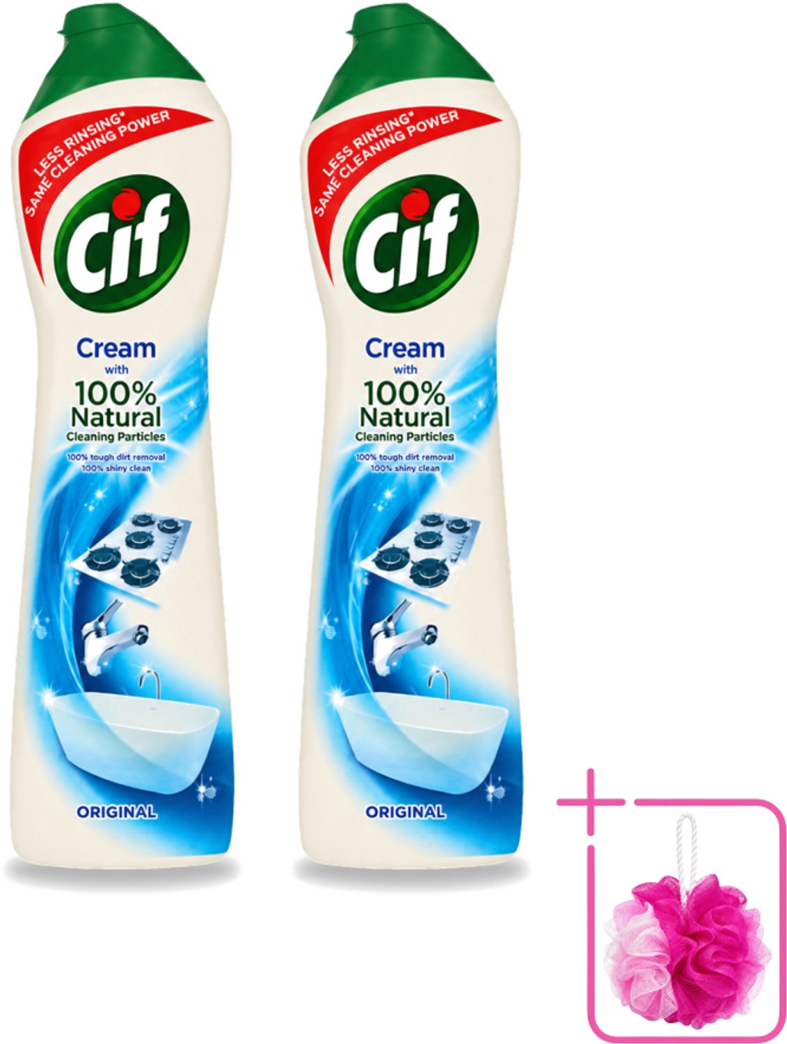 2 x Cif - Badkamer & Keuken - Cream - Verwijdert Hardnekkig Vuil - 500ml - Bulkverpakking - Cif Cream - Vuil verwijderen