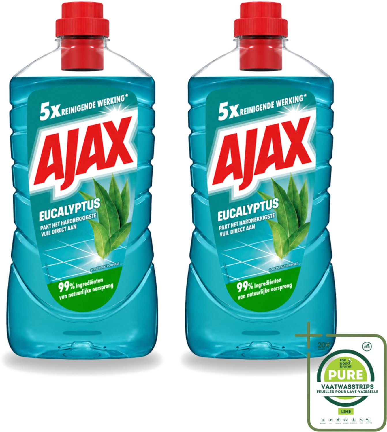 2 x Ajax – Allesreiniger – Eucalyptus – 1000 ml - Grootverpakking - Allesreiniger - Eucalyptus - Reiniging - Frisse Geur - Schoonmaak