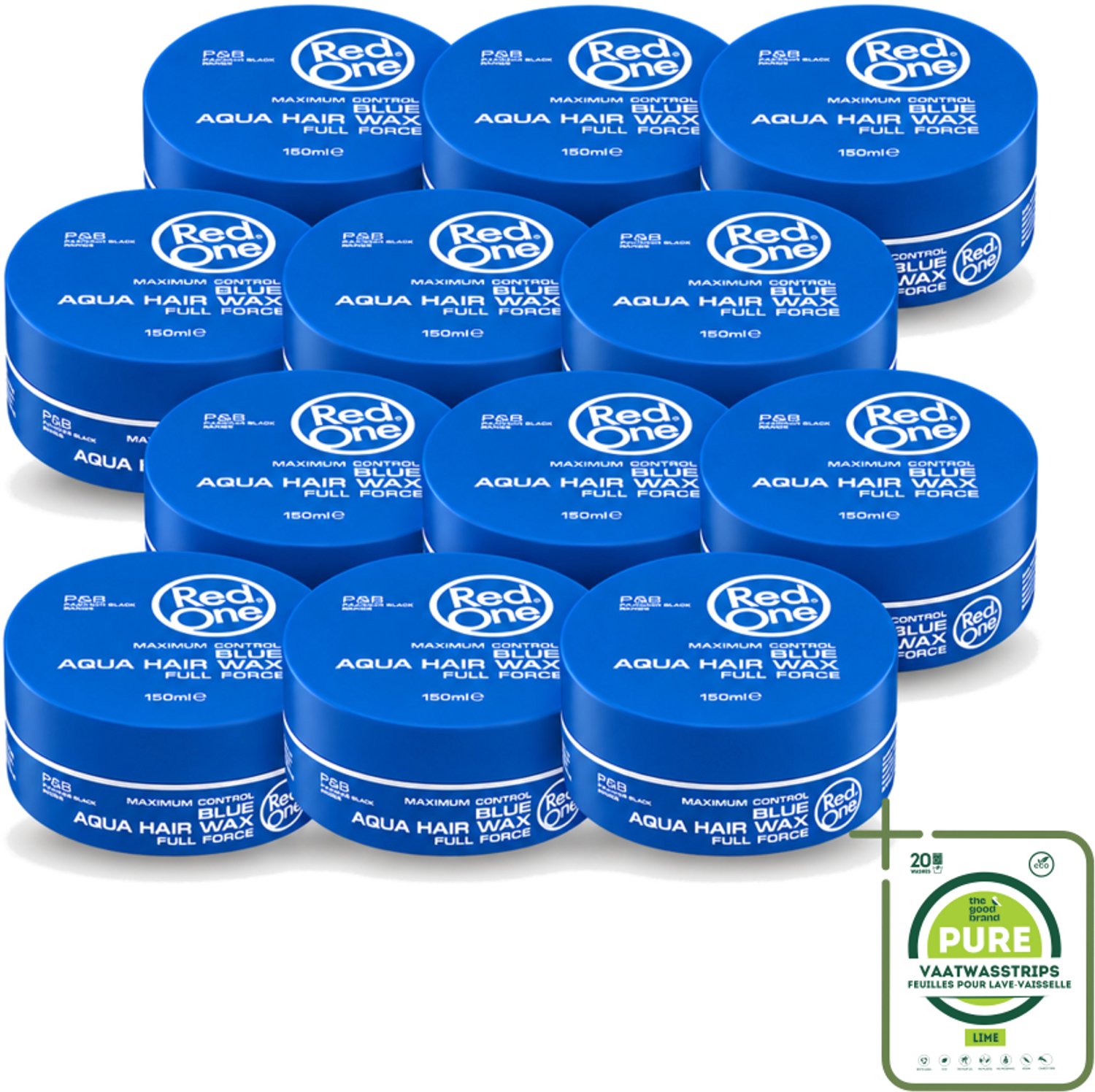 12 x Red One - Haarwax - Blue - Aqua Hair Wax - Voor Sterke Hold & Glanzende Finish - 150 ml - Grootverpakking - Haarwax - Krachtige Houding - Glanzende Finish - Waterbasis - Haartype